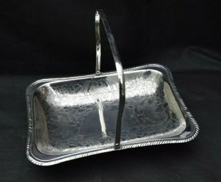 Vintage Silver Plated Sandwich Serving Platter,  Tray With Folding Handle
