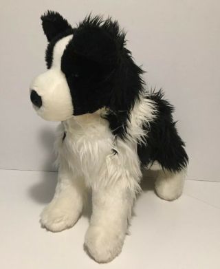 Douglas Black/white Border Collie Dog Plush Long Hair Rare Stuffed Plush Animal