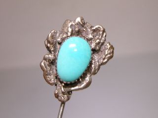 Rare Vintage Zuni Lee & Mary Weebothee Sterling & Turquoise Stick Pin