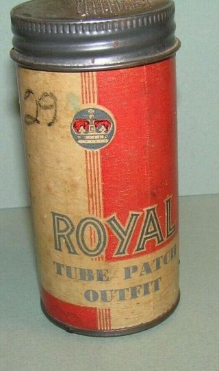 Vtg Royal Tire Patch Outfit Bicycle Tube / Tire Repair Card Board Cylinder Rare