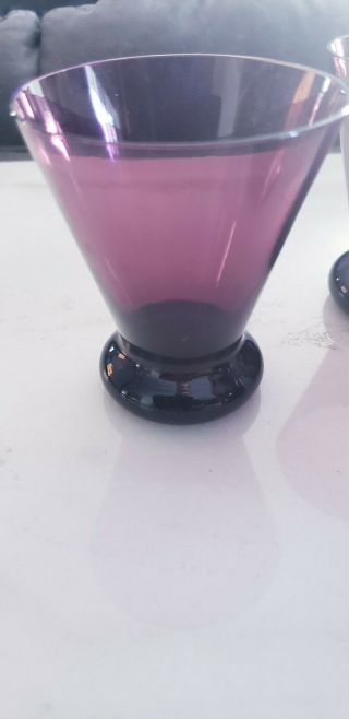 Vintage MCM Purple Amethyst Glass Set of 5 shot glasses 2