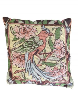 Vintage Hand Stitched Tapestry Cushion 14in Square