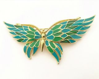 Trifari Rare Vintage Gold Tone Enamel Butterfly Brooch