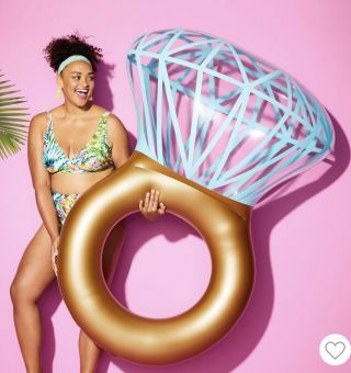 Sun Squad Inflatable Giant Bling Ring Pool Float Rare PINK Diamond 2