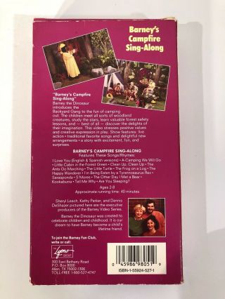 Barney ' s Campfire Sing - Along (VHS,  1992) Vintage RARE OOP 2