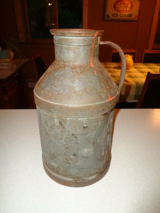Vintage antique 2.  5 Gallon 10 Quart galvanized Metal Milk Can w handle Hood 2