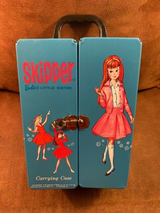 Vintage 1964 Mattel Barbie Skipper Doll Case Aqua Blue Vgc  3 Day