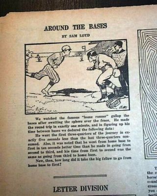 Rare Harry Houdini Escape Artist Magician Tricks & Sam Loyd Puzzle1928 Newspaper