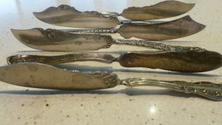 6 Antique Silver Plated Twisted Handled Butter Knives