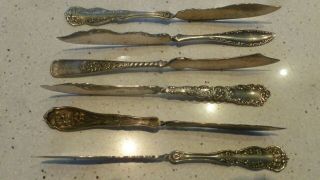 6 ANTIQUE SILVER PLATED TWISTED HANDLED BUTTER KNIVES 3