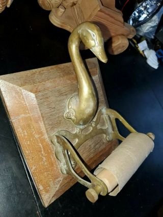 Antique Brass Goose Toilet Paper Holder/ Vintage Heavy,  Removed From Remodel