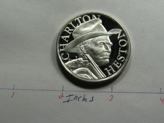 Charlton Heston Actor Nra National Rifle Association 999 Silver Coin Rare Cool