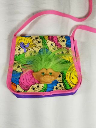 Rare Vintage 1992 Ace Novelty Trolls Small Child Size Purse Unique Colorful Bag