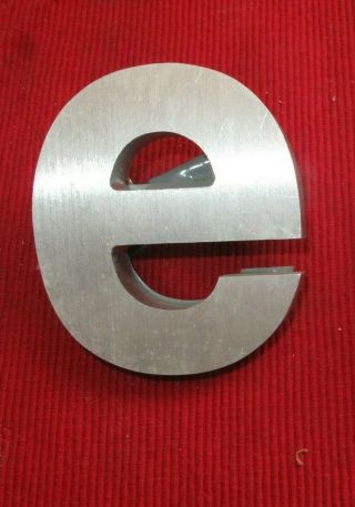 Vtg Mcm Brushed Aluminum Letter " E " 3 3/4 " Alphabet Block Letter Small Letter E
