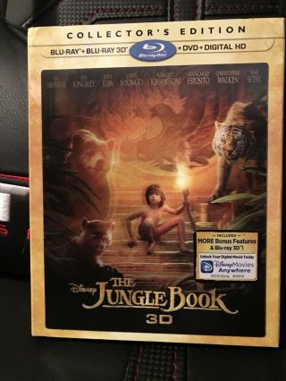Disney The Junglebook 3d Live Action Blu - Ray - Rare Oop - Lenticular Slipcover