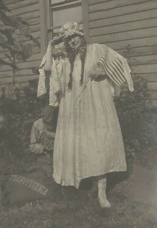 West Virginia Woman Dressed In Patriotic Costume Fourth Of July Antique Photo