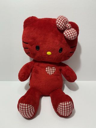 Build A Bear Red Hello Kitty Sanrio Gingham Red Checkered Plush Rare 18 " Soft