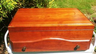 Vintage Pacific Silvercloth Wood Silverware Chest Dovetailed Drawer & Handles