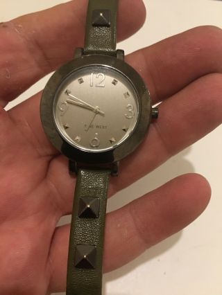 Nine West Y121e Stainless Steel Leather Band Wrist Watch Rare Quad Dial