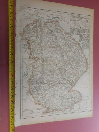 100 Large Lincolnshire Map By Cassell C1863 Coloured Railways