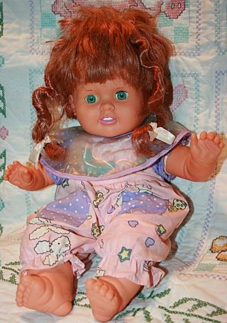 1989 Ideal Baby Chrissy Doll Pull String Red Hair Outfit