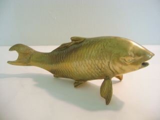 Rare Vintage Brass Lucky Koi Fish 10 "