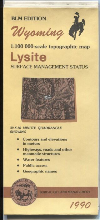 Usgs Blm Edition Topographic Map Wyoming Lysite 1990