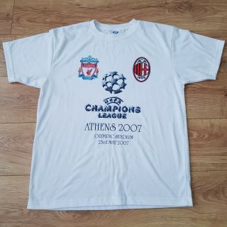 Liverpool Fc V Ac Milan Athens Mens Rare White Football T - Shirt - Size Large