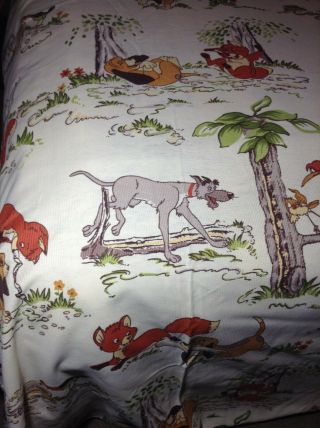 Vintage Disney Productions Fox And The Hound Bedspread Blanket Rare 1981 Bedding