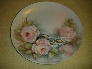Antique Myrthes Signed Pink Rose Cabinet Plate Floral Pattern Limoges