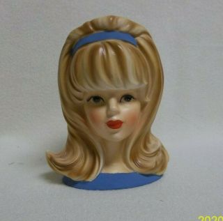 Vintage Inarco Head Vase - Young Lady E - 2967 With Head Band - 5.  75 " Tall - Rare