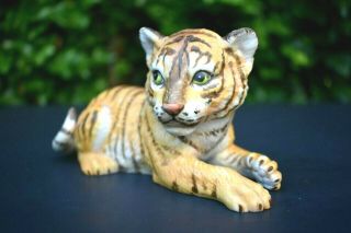 Vtg Ceramic Tiger Cub Rare Figurine Bengal River Shore Roger J.  Brown 1981 4116