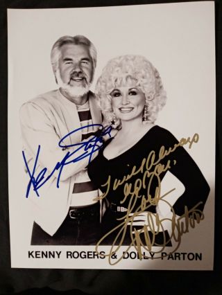 Kenny Rogers & Dolly Parton Signed/autographed 8x10 B&w Photo Rare