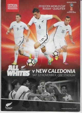 Rare Zealand V Caledonia 2016 Soccer Programme 2018 World Cup Qualifying