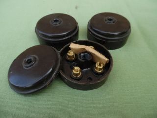 2 1940s Bakelite Round Junction Boxes / Old Stock