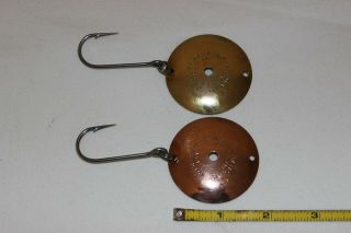 2 Vtg Canadian Baits Inc Round Bell Spoon 3/4oz Fishing Lures 2 " Minneapolis Mn