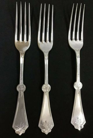 Antique Set 3 Rogers Victorian Silverplate Dinner Forks Persian Pattern 7.  5 " L