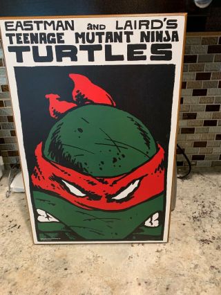 Teenage Mutant Ninja Turtles Tmnt Angry Raphael 13 " X 19 " Wood Wall Plaque Rare