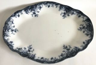 Antique Milton Royal Semi Porcelain Wood & Son Blue White Serving Platter Tray