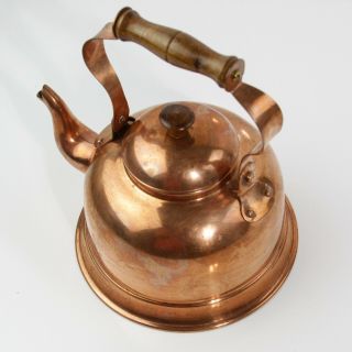 ANTIQUE COPPER KETTLE WITH WOODEN HANDLE MADE IN PORTUGAL 2
