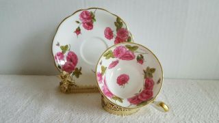 Vintage Foley " Century Rose " Tea Cup And Saucer Signed Paul Granet Euc