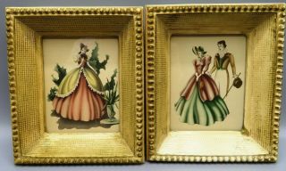 Set Of 2 Vintage Framed Turner Southern Belle In Victorian Dress Print Pictures