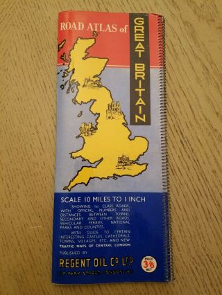 Rare 1960s Regent Oil Gas Great Britain Sectional Road Atlas Map Texaco Caltex