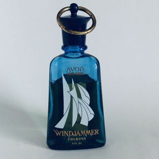 Vintage Rare Avon For Men Windjammer Cologne 5oz.  Blue Glass Bottle 4/5 Full