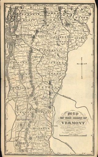Antique Map Of The State Of Vermont - Circa 1862 - {from Walton 