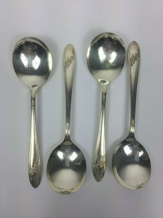 Set Of 4 Oneida Community Tudor Plate Queen Bess Ii Silver Plate Serving Spoons