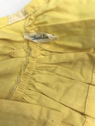 Vintage Terri Lee Doll Clothes Dress Tagged Yellow White Lace Eyelet Clothing 3