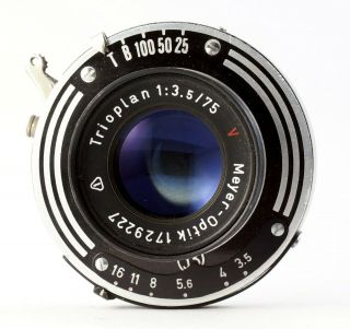 Rare Meyer - Optik GÖrlitz Lens Trioplan 1:3.  5/75mm Red V In Shutter 75mm F/3.  5