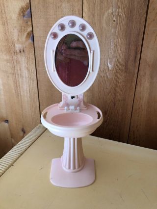 Rare Vintage Barbie Sweet Roses Magical Mansion Bathroom Sink & Mirror Vanity