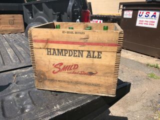 Rare Vintage Wooden Hampden Ale Beer Crate Willimansett Ma 17” X 12.  5” X 13” H